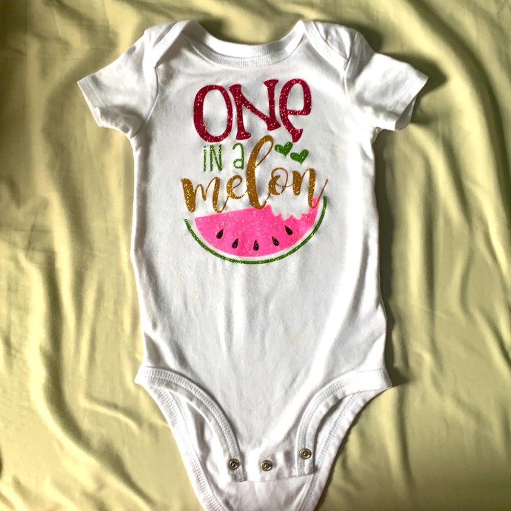 One in a melon onesie baby 12 months